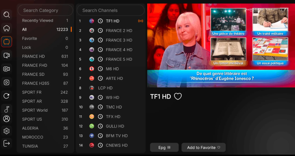 IPTV Smarters Pro abonnement France 4K